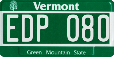 VT license plate EDP080