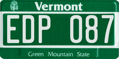 VT license plate EDP087