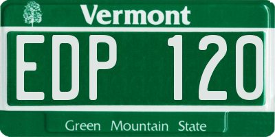 VT license plate EDP120
