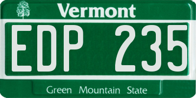VT license plate EDP235