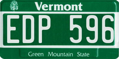VT license plate EDP596