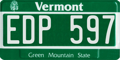 VT license plate EDP597