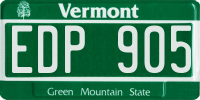 VT license plate EDP905