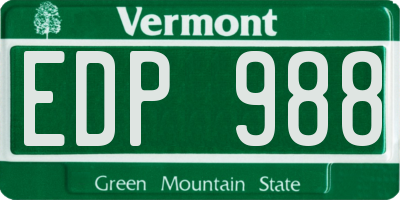 VT license plate EDP988