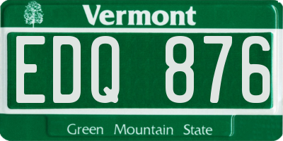 VT license plate EDQ876
