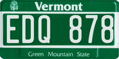 VT license plate EDQ878