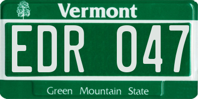 VT license plate EDR047