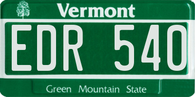 VT license plate EDR540
