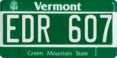 VT license plate EDR607