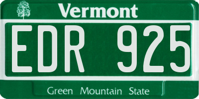 VT license plate EDR925
