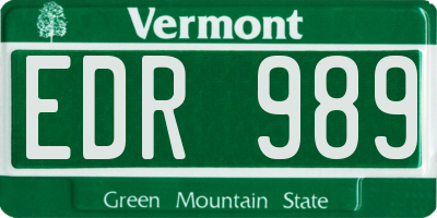 VT license plate EDR989