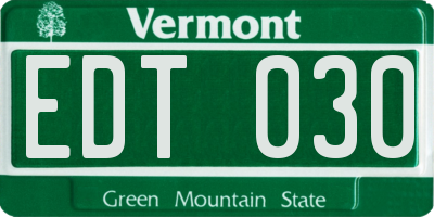 VT license plate EDT030