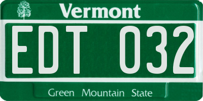 VT license plate EDT032