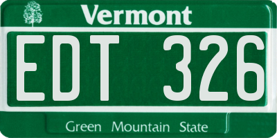 VT license plate EDT326