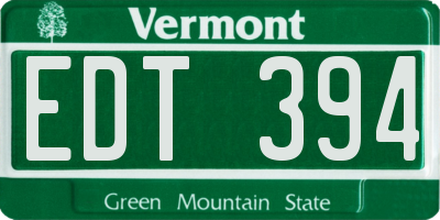 VT license plate EDT394