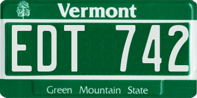 VT license plate EDT742