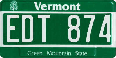 VT license plate EDT874