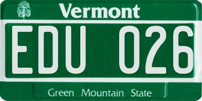 VT license plate EDU026