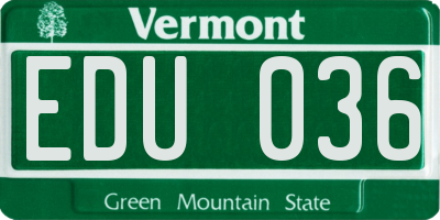 VT license plate EDU036