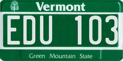 VT license plate EDU103