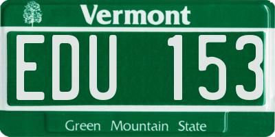 VT license plate EDU153