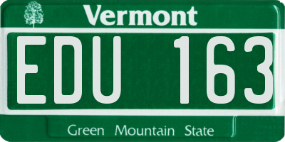 VT license plate EDU163