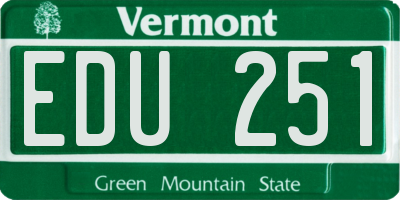 VT license plate EDU251