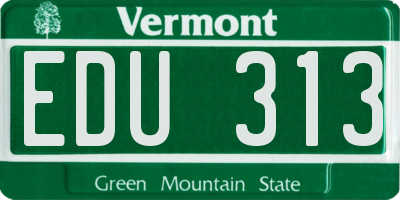 VT license plate EDU313