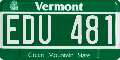VT license plate EDU481