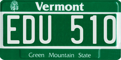 VT license plate EDU510