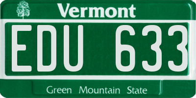 VT license plate EDU633