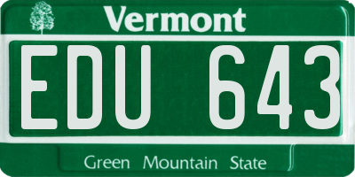 VT license plate EDU643