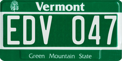 VT license plate EDV047