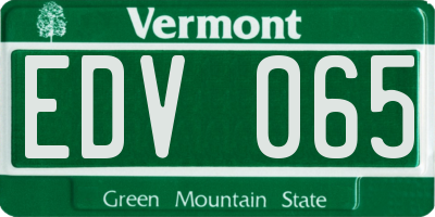 VT license plate EDV065