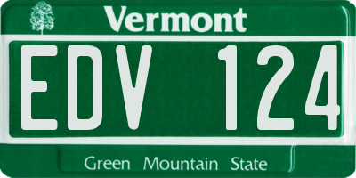 VT license plate EDV124