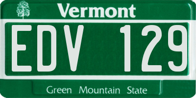 VT license plate EDV129