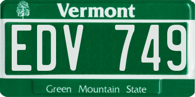 VT license plate EDV749