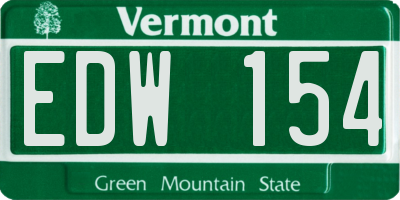 VT license plate EDW154