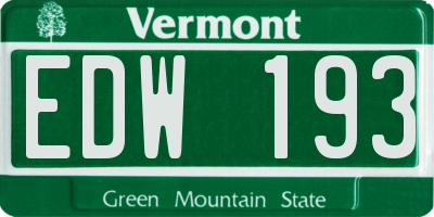 VT license plate EDW193