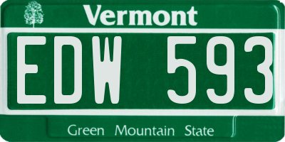 VT license plate EDW593