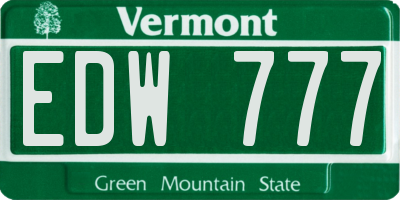 VT license plate EDW777