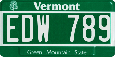 VT license plate EDW789