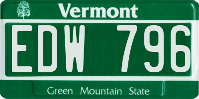VT license plate EDW796