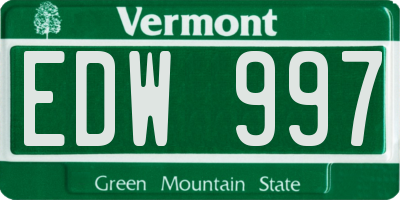 VT license plate EDW997