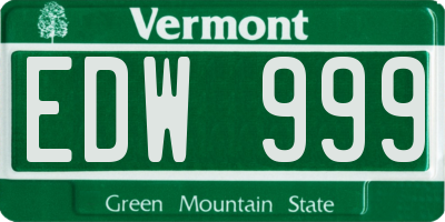 VT license plate EDW999