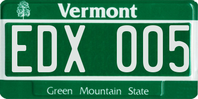 VT license plate EDX005