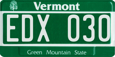 VT license plate EDX030