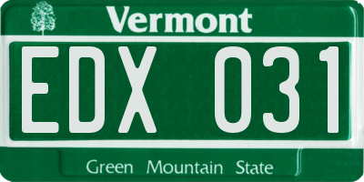 VT license plate EDX031