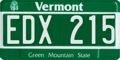 VT license plate EDX215