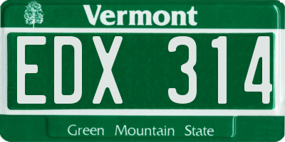 VT license plate EDX314